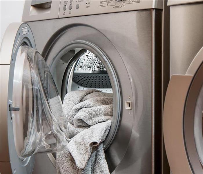 two grey washer dryer set, laundry
